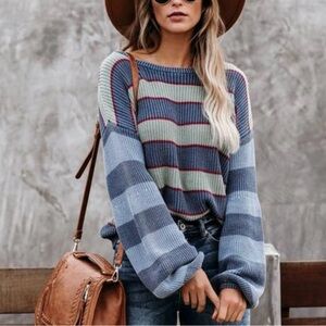 NEW VICI BLANK PAIGE SING A CHORUS STRIPED KNIT SWEATER SZ S